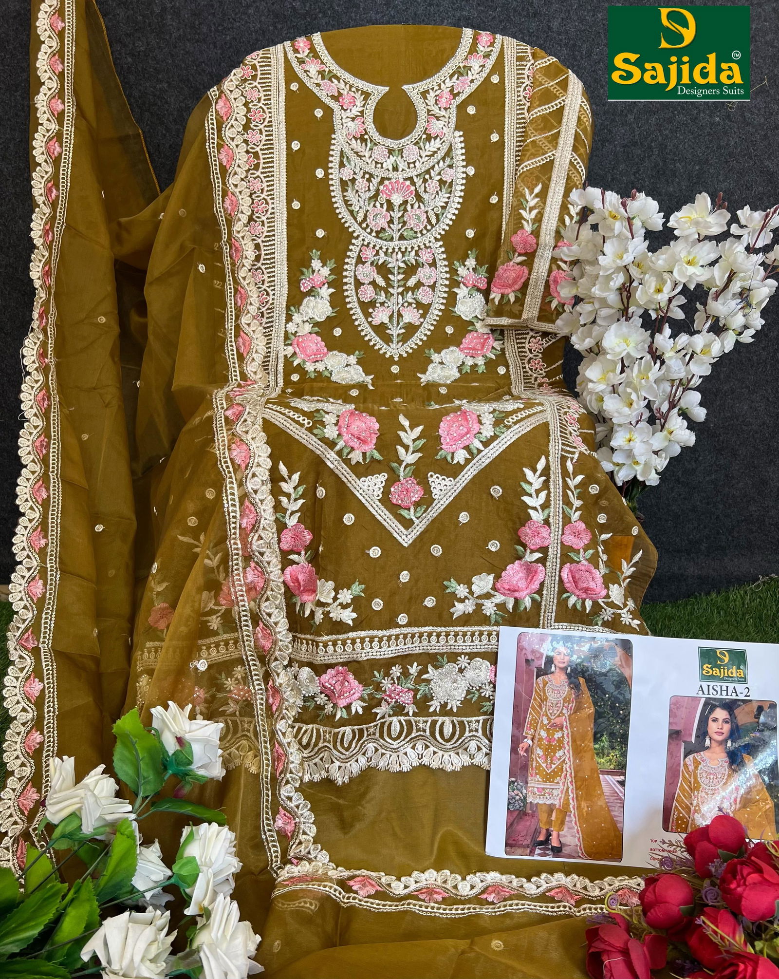 Aisha Vol 2 By Sajida Organza Embroidery Designer Salwar Suits Suppliers In India
